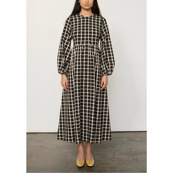 Mara Hoffman Midi Plaid Long-Sleeve Paula Dress - Picture 3 of 8